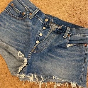 Dark wash Levi shorts